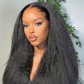 TT Hair Kinky Straight Natural Color 13*6*1 T part Transparent Lace Front Human Hair Wigs